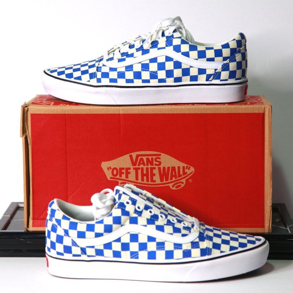 Stylish Checkered Blue and White Vans Sneakers Size 12 Never Worn Outside! - Picture 2 of 11